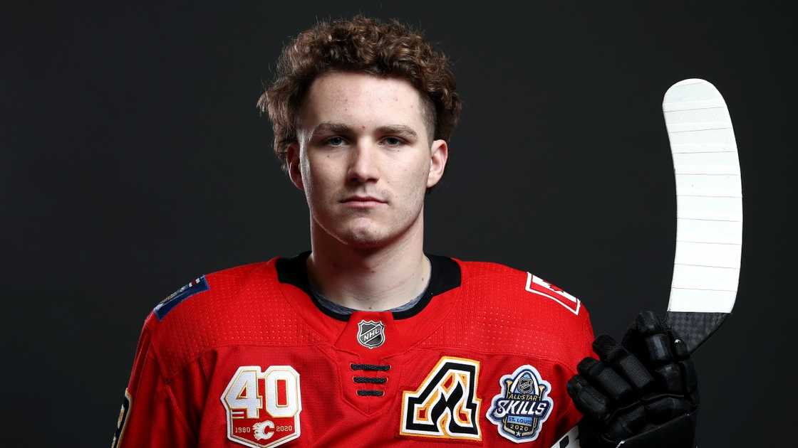 Matthew Tkachuk of the Calgary Flames poses for a portrait Matthew Tkachuk of the Calgary Flames poses for a portrait