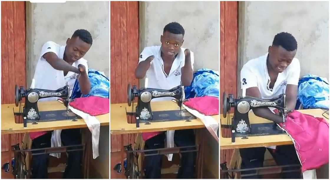 Photos of a tailor on his sewing machine. Photos of a tailor on his sewing machine.