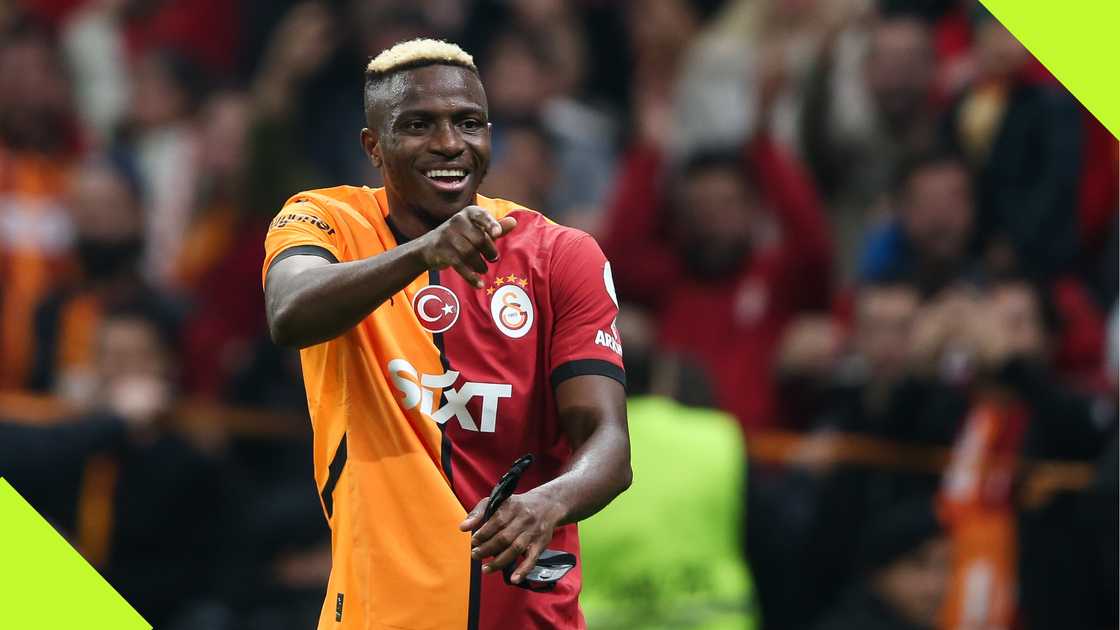 Victor Osimhen celebrates after scoring for Galatasaray against Besiktas