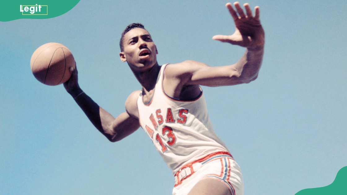 Wilt Chamberlain poses for a portrait circa 1957