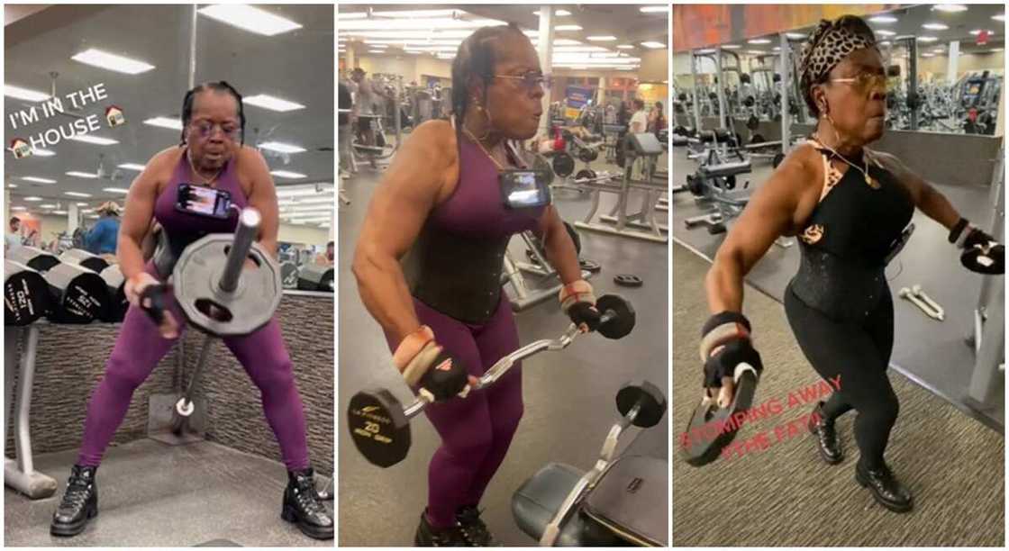 Photos of a 71-year-old woman at the gym. Photos of a 71-year-old woman at the gym.