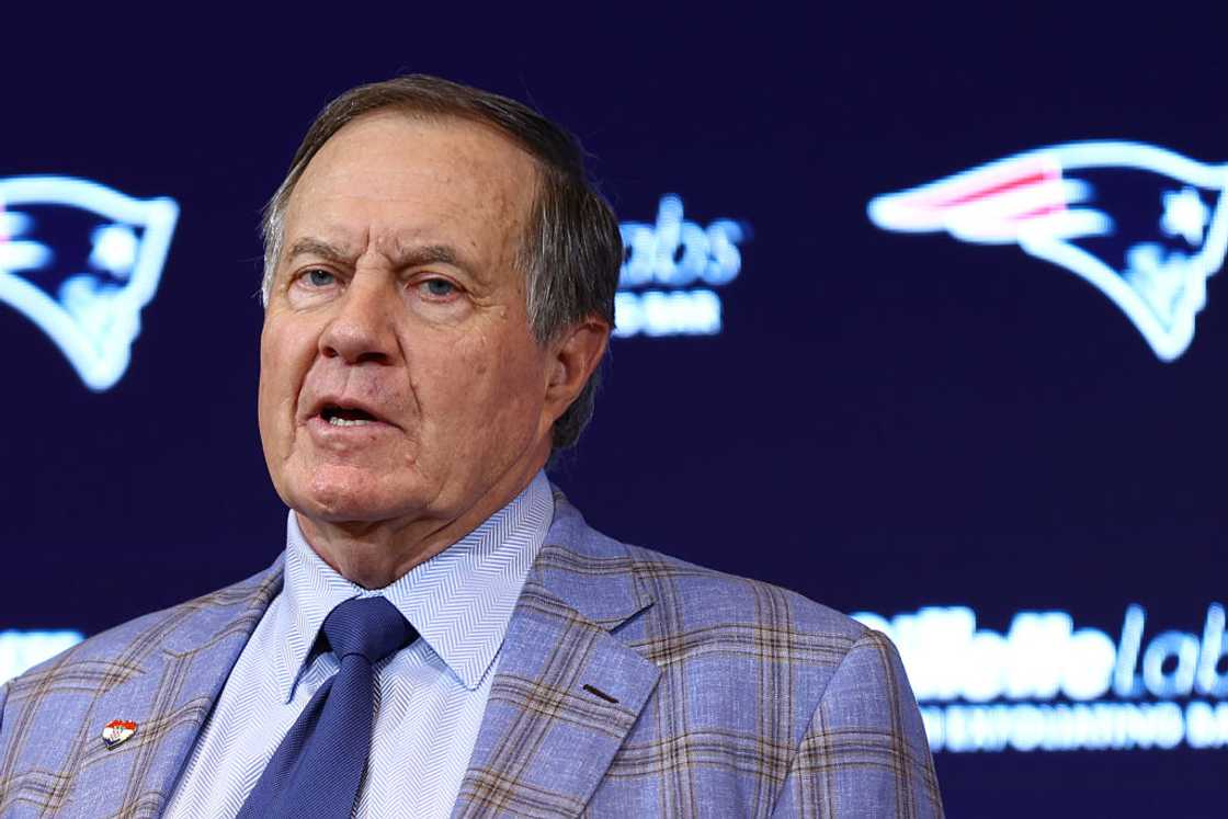 Bill Belichick of the New England Patriots during a press conference at Gillette Stadium