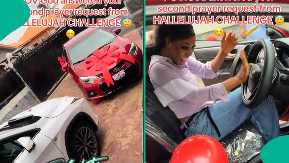 Lady rejoices as she gets car gift from her man. Lady rejoices as she gets car gift from her man.