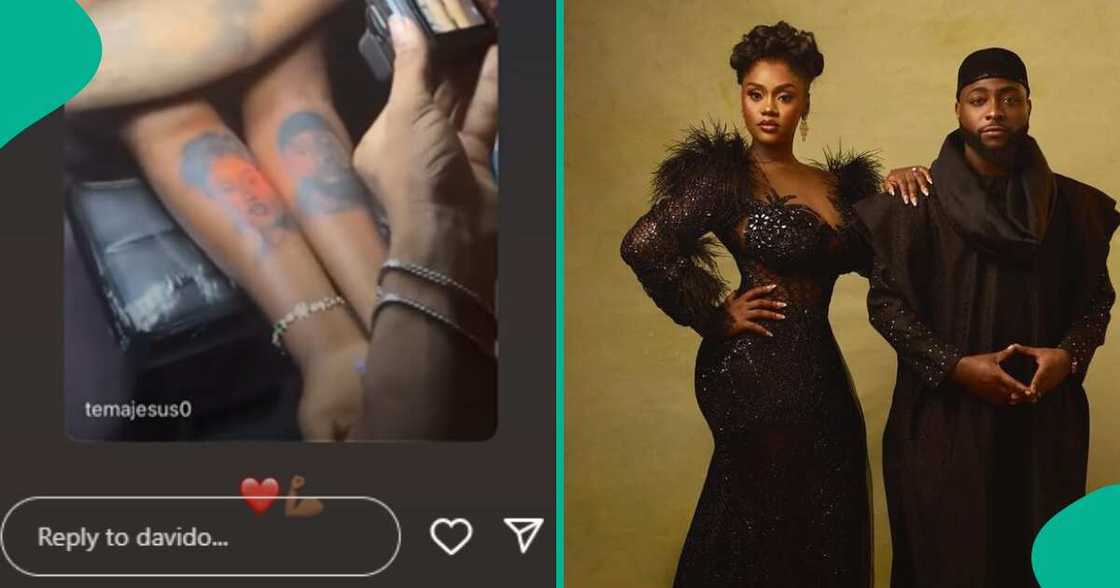 Davido reposts fan who got a tattoo of Chivido.