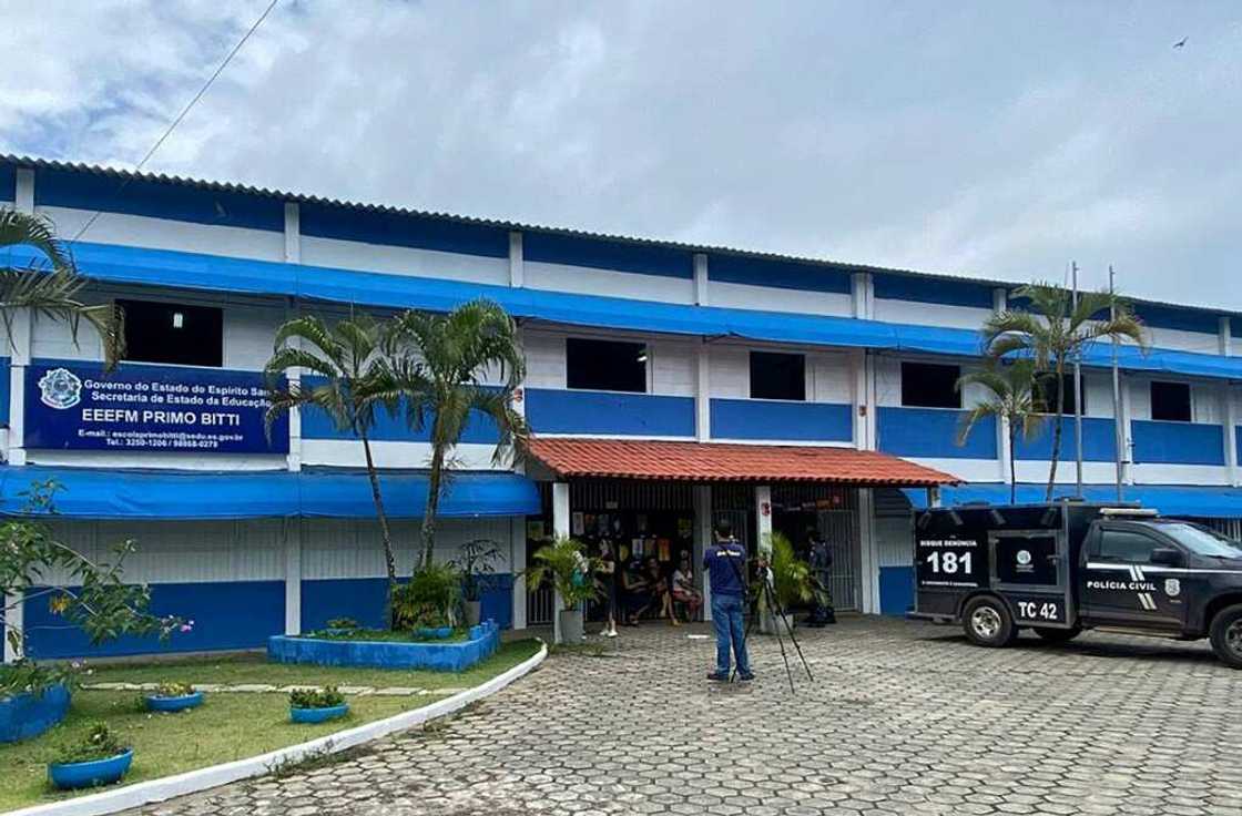 The Primo Bitti state school in Aracruz, Brazil was one of two schools attacked by a shooter on November 25, 2022 The Primo Bitti state school in Aracruz, Brazil was one of two schools attacked by a shooter on November 25, 2022
