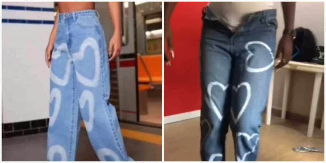 Photos of denim pants.