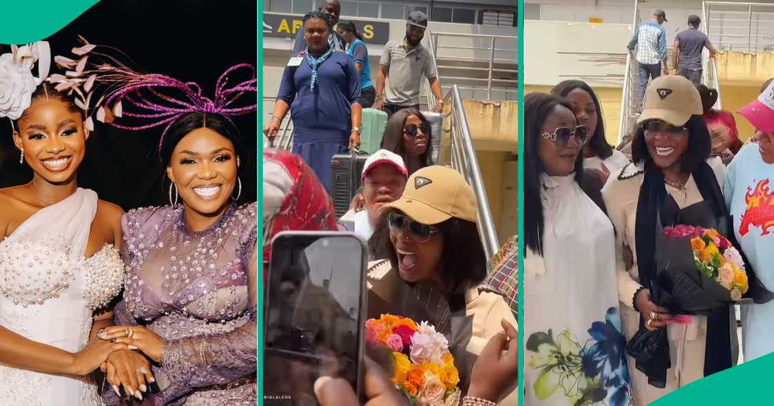 ybao Ojo shares video of her return to Nigeria after Priscilla's wedding. ybao Ojo shares video of her return to Nigeria after Priscilla's wedding.