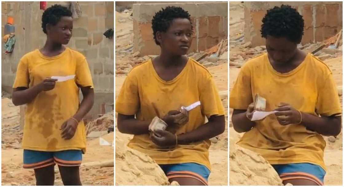 Photos of a young girl who works as a labourer.