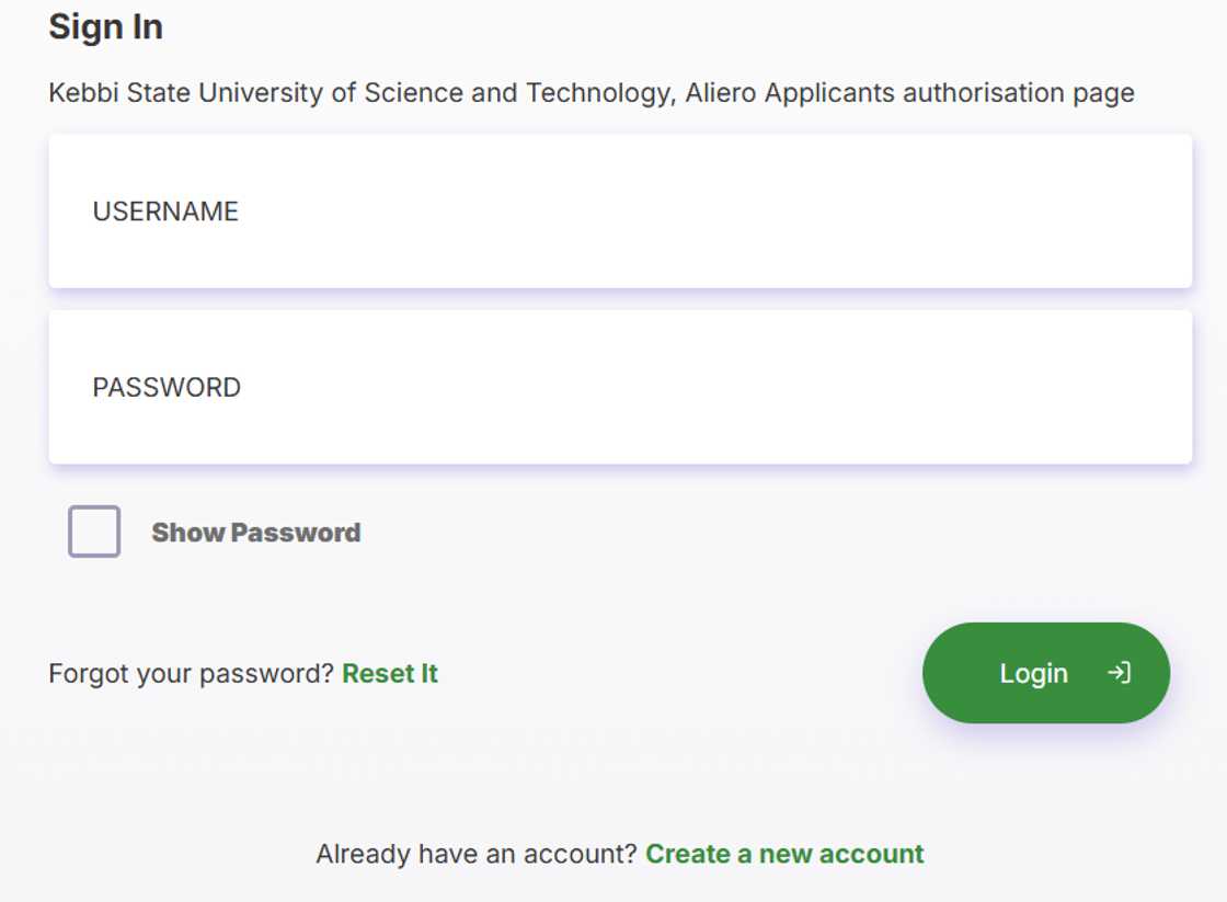 Kebbi State University application portal page. Kebbi State University application portal page.