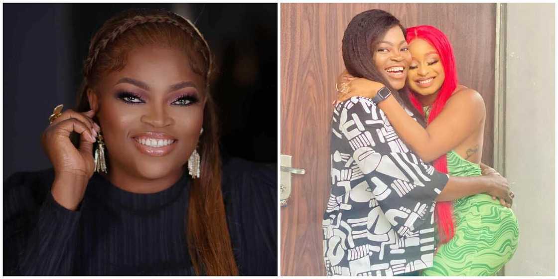Actress Funke Akindele and dancer Sayrah Chips reunite. Actress Funke Akindele and dancer Sayrah Chips reunite.