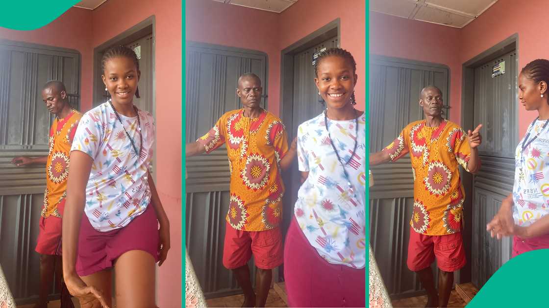 Mixed reactions trail lady's reaction after father interrupted her dance video