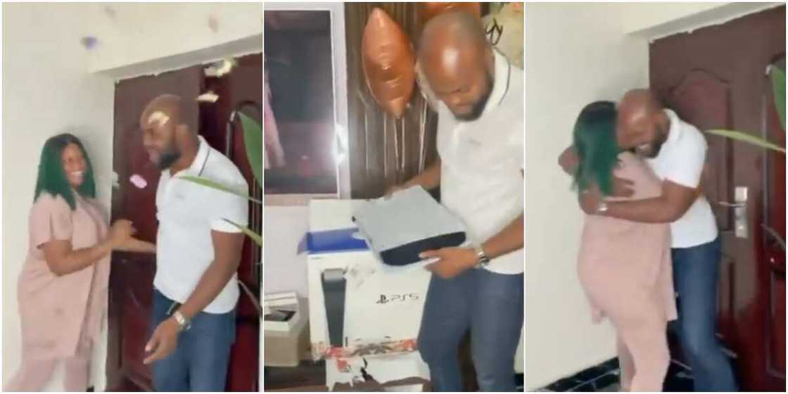 The hubby couldn't believe his eyes when his wife showed him the PS 5 The hubby couldn't believe his eyes when his wife showed him the PS 5