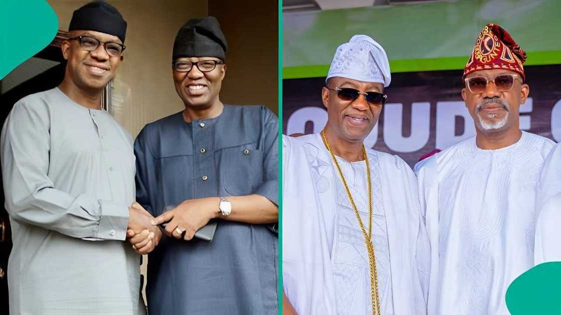 Governor Dapo Abiodun and Senator Gbenga Daniel during a political event in Ogun State Governor Dapo Abiodun and Senator Gbenga Daniel during a political event in Ogun State
