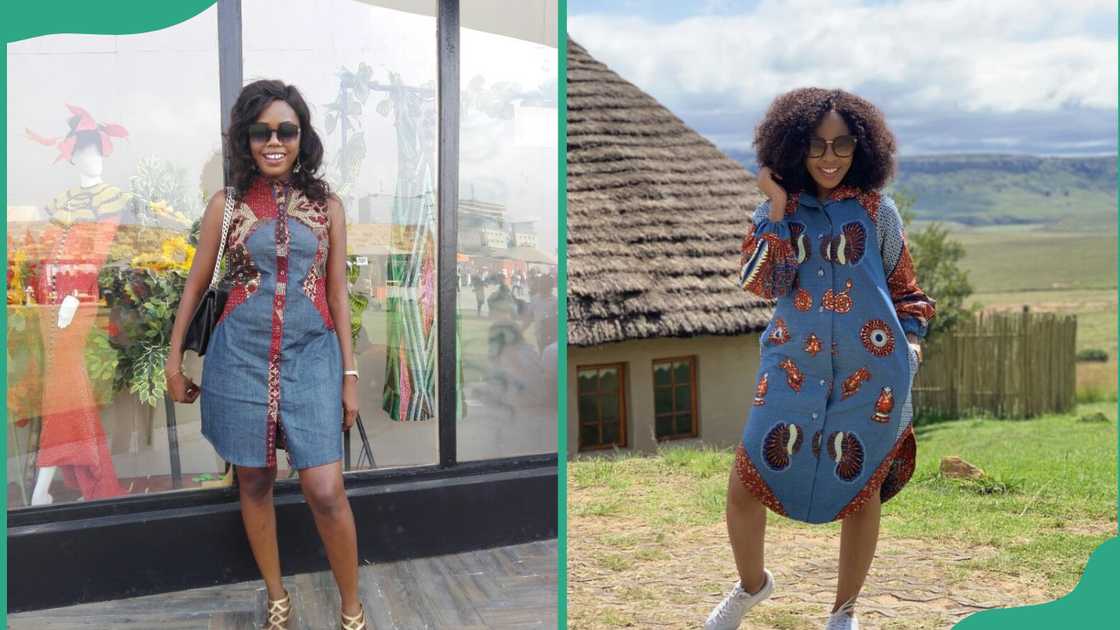 Denim and Ankara mix dresses