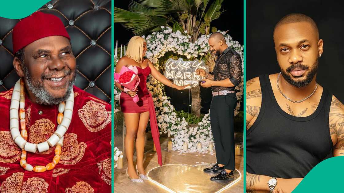Former Mr Nigeria Ugo Nwokolo proposes to his girlfriend while standing in heartwarming video, fans say veteran actor Pete Edochie would be proud that he did not kneel. Former Mr Nigeria Ugo Nwokolo proposes to his girlfriend while standing in heartwarming video, fans say veteran actor Pete Edochie would be proud that he did not kneel.