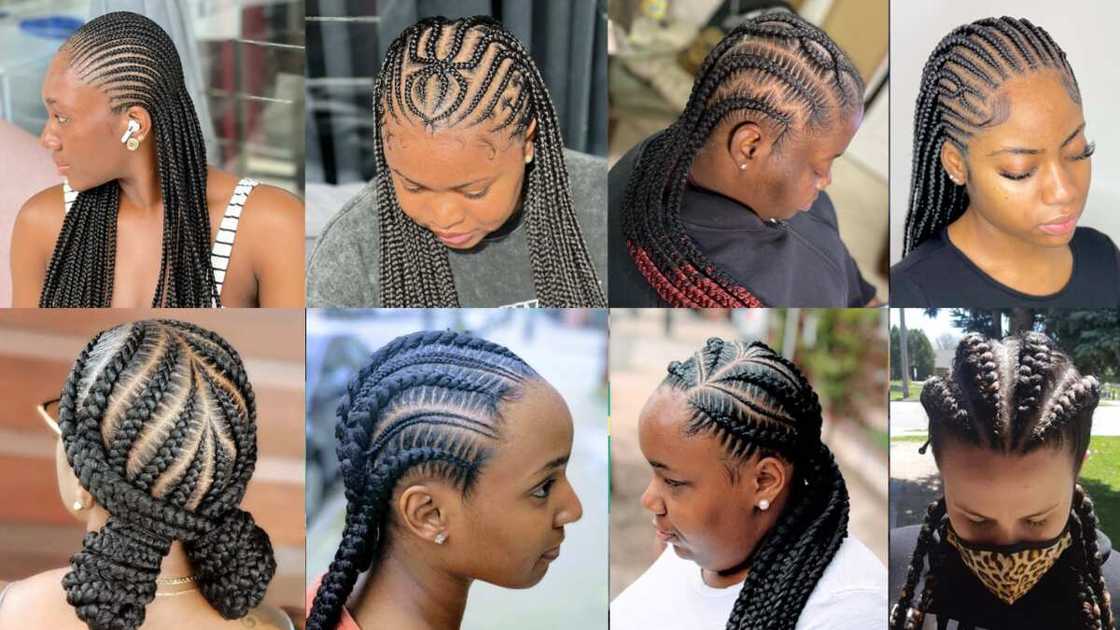 all-back Ghana weaving hairstyles