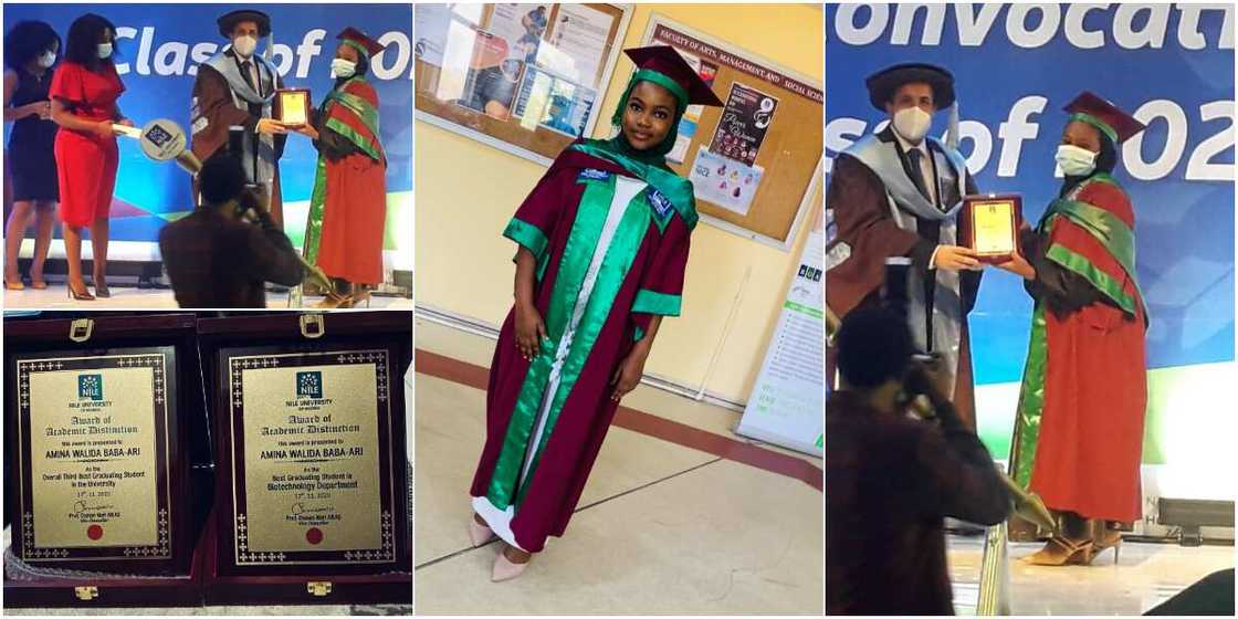 Young Nigerian lady celebrates after bagging 1st class in Biotechnology and winning awards