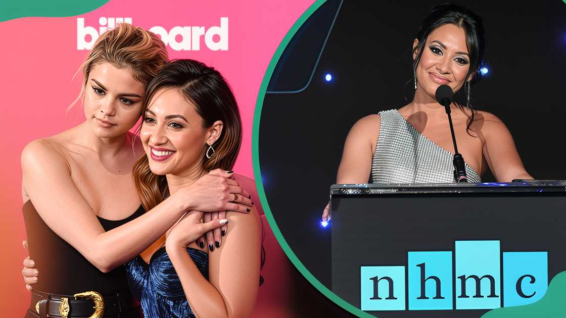 Selena Gomez and Francia Raisa at Hollywood & Highland Centre in Hollywood, California (L). Francia Raisa at the Beverly Wilshire Four Seasons Hotel in Beverly Hills, California (R) Selena Gomez and Francia Raisa at Hollywood & Highland Centre in Hollywood, California (L). Francia Raisa at the Beverly Wilshire Four Seasons Hotel in Beverly Hills, California (R)