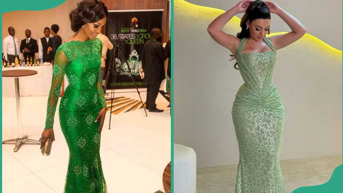 Deep green and light green mermaid lace dresses Deep green and light green mermaid lace dresses