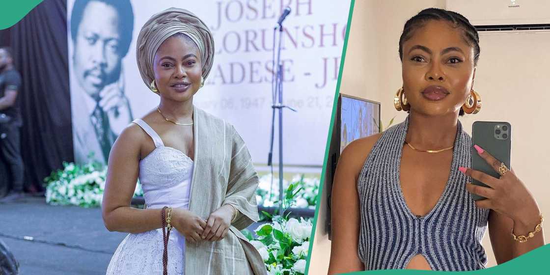 Actress Teniola Aladese slams fan pointing an accusing finger at her.