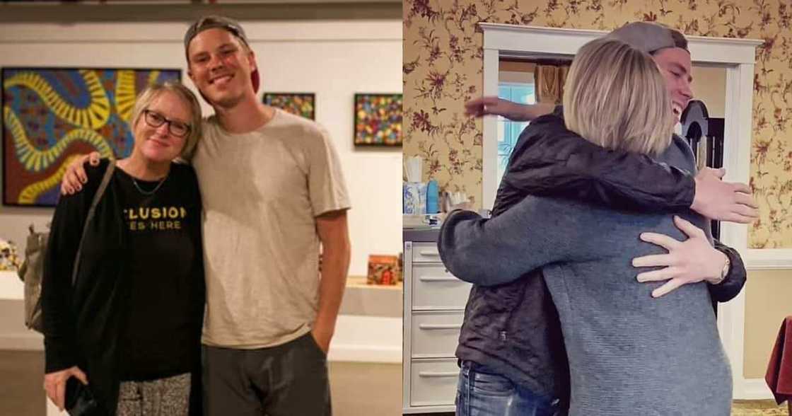 Woman meets her son for first time after 26 years. Woman meets her son for first time after 26 years.