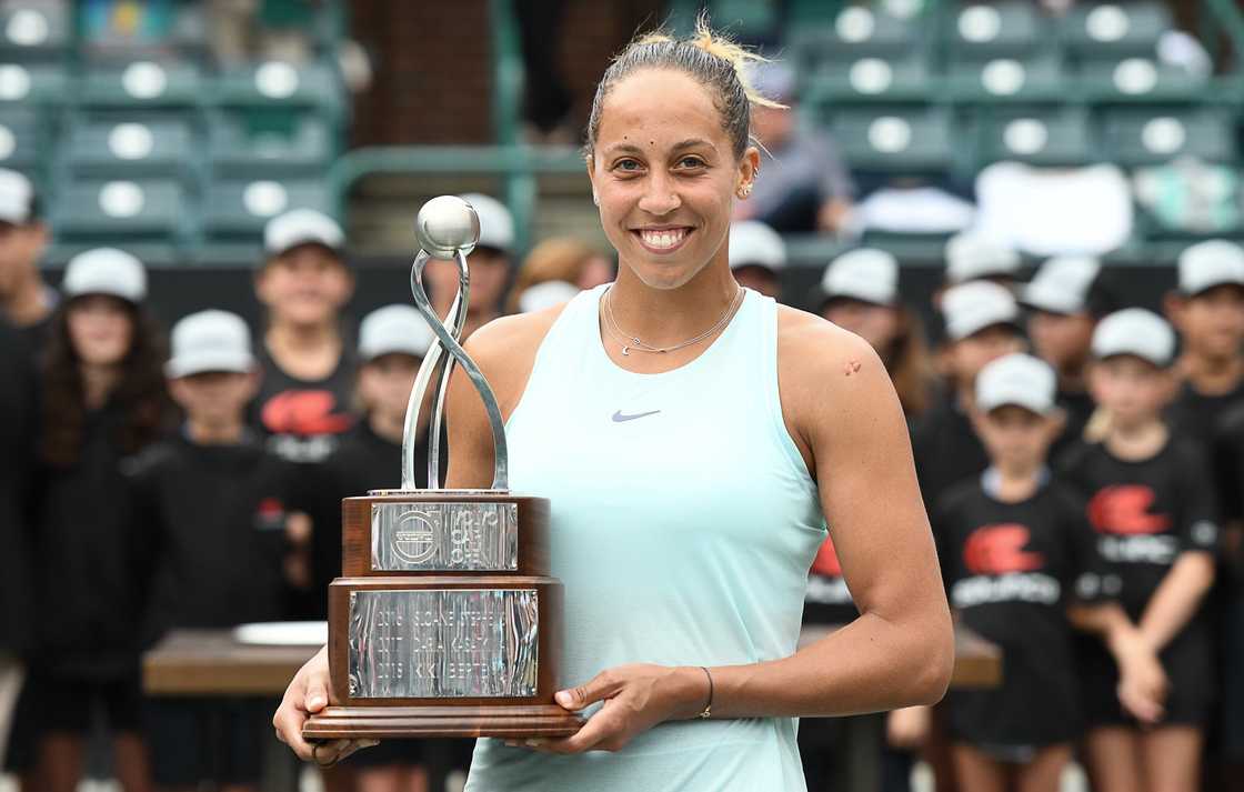 Madison Keys celebrating her victory Madison Keys celebrating her victory