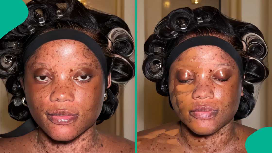 Makeup artist applies makeup on a lady's face