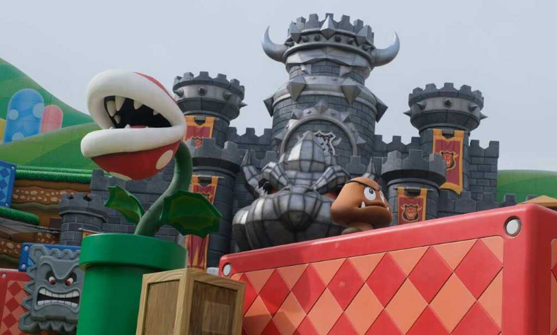 Mechanical Yoshis, Piranha Plants and Goombas from the beloved Super Mario gaming franchise greet visitors at Super Nintendo World