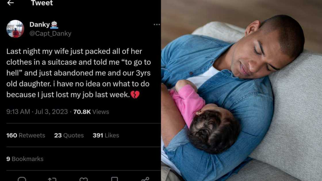 Wife leaves husband with daughter Wife leaves husband with daughter