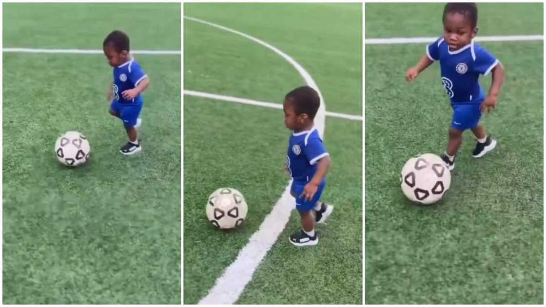 Young boy runs with ball Young boy runs with ball