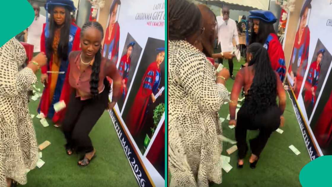 A young woman started dancing with high energy as her mother bagged a PhD