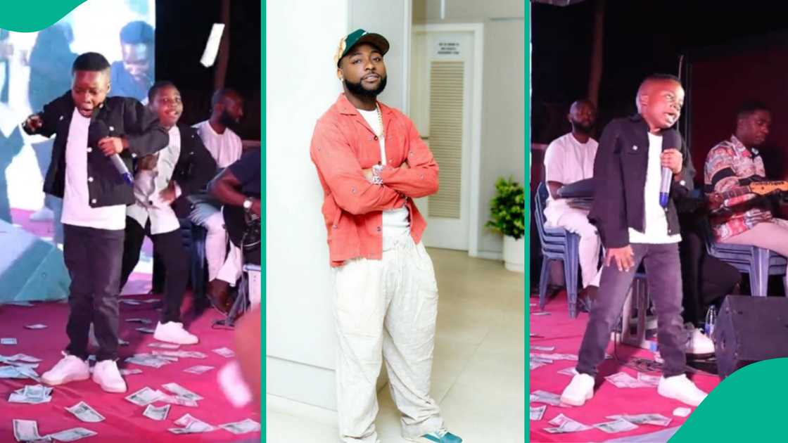 Reactions trail video of little boy performing Davido's song 'Away' on stage, amazes people