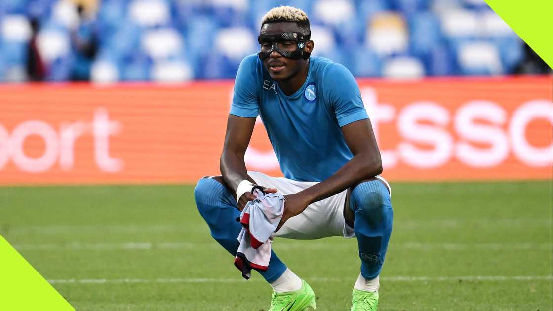 Victor Osimhen dejected after Napoli vs Bologna. Victor Osimhen dejected after Napoli vs Bologna.