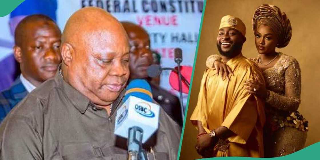 Davido has hinted at the possibility of his uncle, Governor Ademola Adeleke of Osun state contesting for the president of Nigeria after leaving office at the venue of his wedding with Chioma Rowland. Davido has hinted at the possibility of his uncle, Governor Ademola Adeleke of Osun state contesting for the president of Nigeria after leaving office at the venue of his wedding with Chioma Rowland.