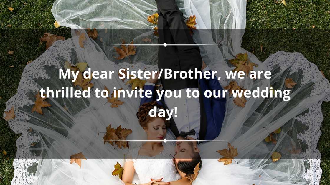 Sister’s and brother's marriage invitation text message