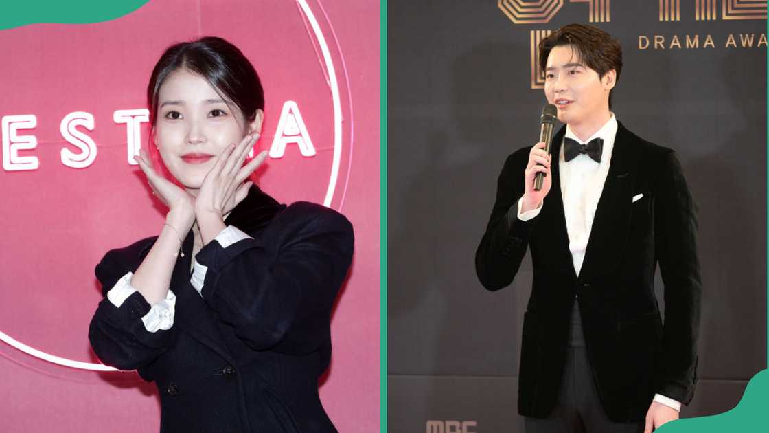 South Korean actress and singer IU, aka Lee Ji-Eun, at J'Z Bar in Seoul, South Korea (L). South Korean actor Lee Jong-suk at Sangam MBC Building in Seoul, South Korea (R) South Korean actress and singer IU, aka Lee Ji-Eun, at J'Z Bar in Seoul, South Korea (L). South Korean actor Lee Jong-suk at Sangam MBC Building in Seoul, South Korea (R)