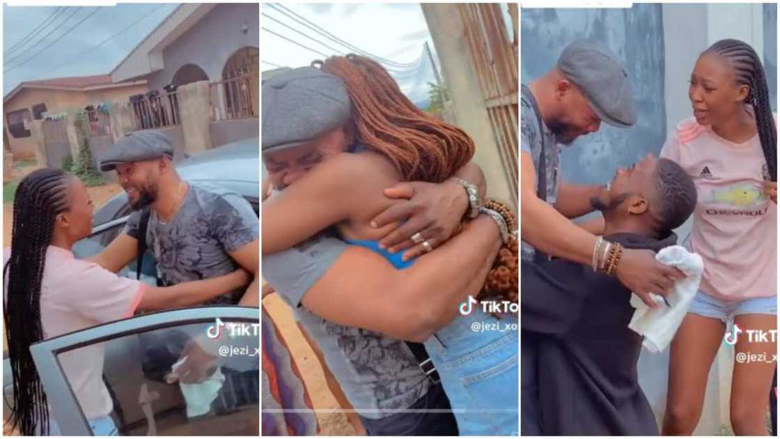 Joyful siblings reunite with father Joyful siblings reunite with father