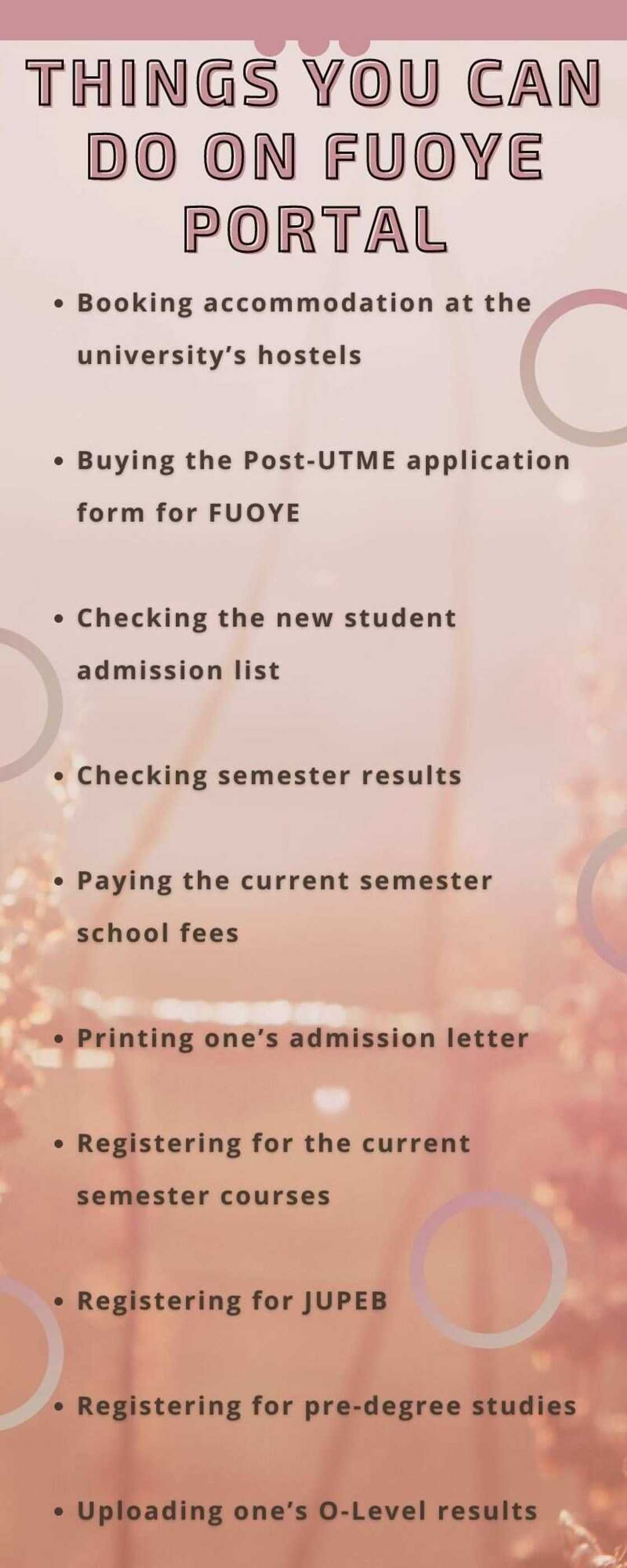 Things to do on FUOYE portal