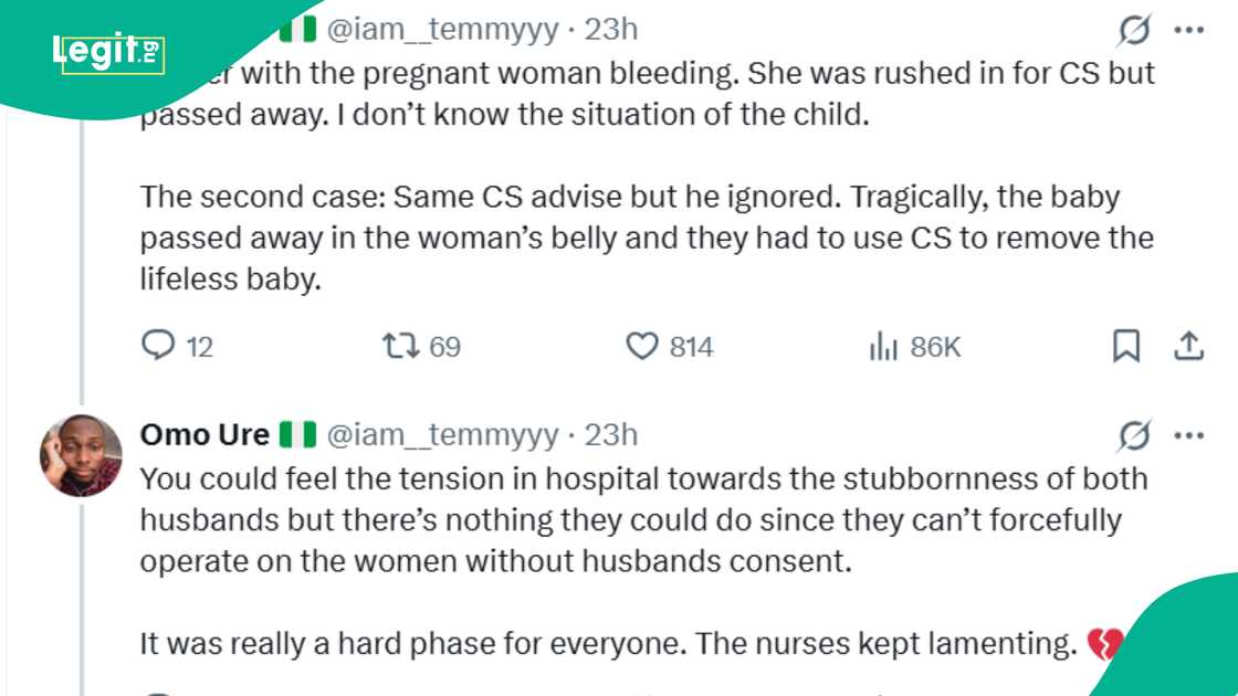 Man shares how two pregnant women died in a hospital. Man shares how two pregnant women died in a hospital.
