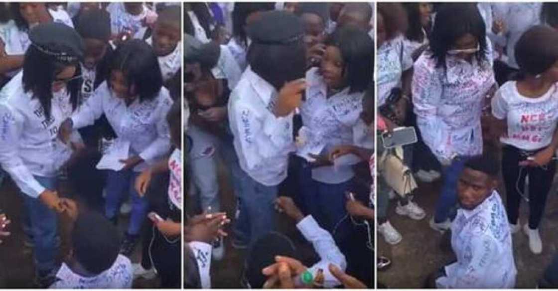 Bidiyon yadda budurwa ta ƙi amincewa da tayin auren saurayi, ta ƙwace zoben ta jefar a ƙasa Bidiyon yadda budurwa ta ƙi amincewa da tayin auren saurayi, ta ƙwace zoben ta jefar a ƙasa