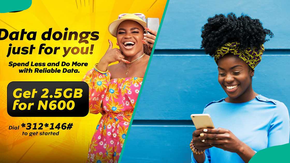 MTN data plan advert poster. Woman smiling with smartphone. MTN data plan advert poster. Woman smiling with smartphone.