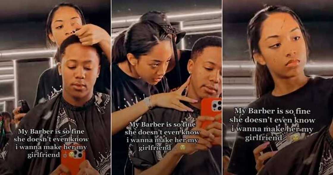 Pretty female barber, fall in love Pretty female barber, fall in love