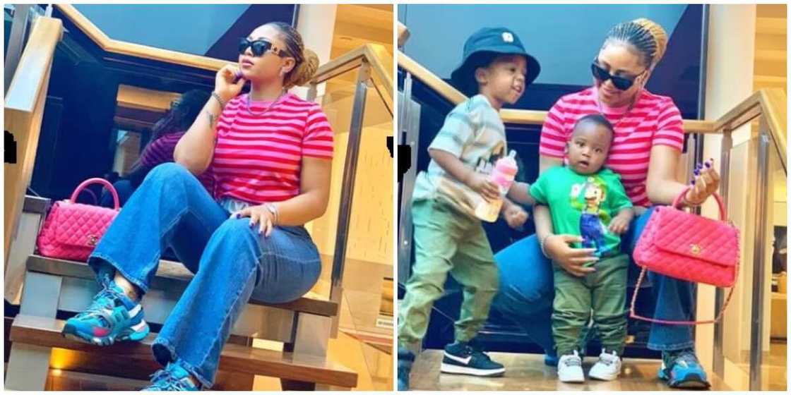 Photos of Regina Daniels and her sons Photos of Regina Daniels and her sons