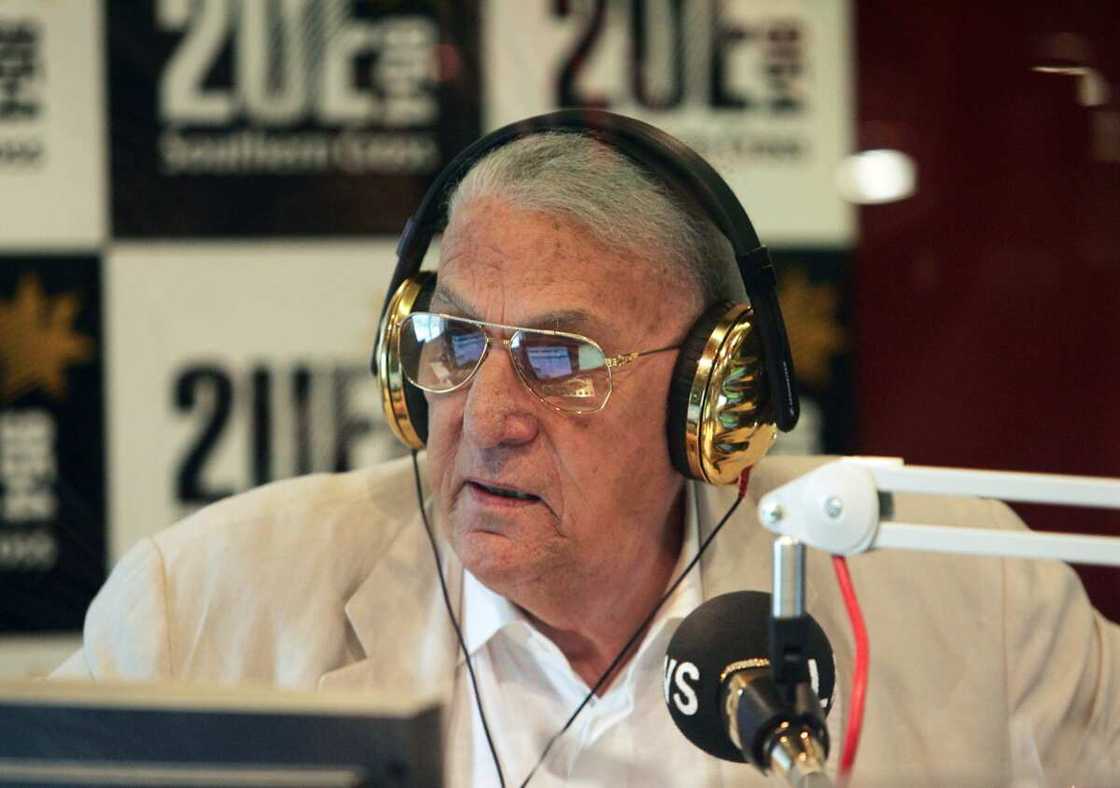 John Laws during the John Laws Morning Show at 2UE Studios in Sydney, Australia