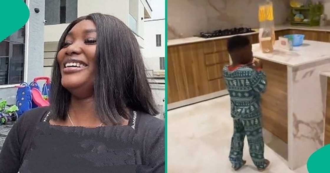 Mum catches little son eating bread at 12 midnight Mum catches little son eating bread at 12 midnight