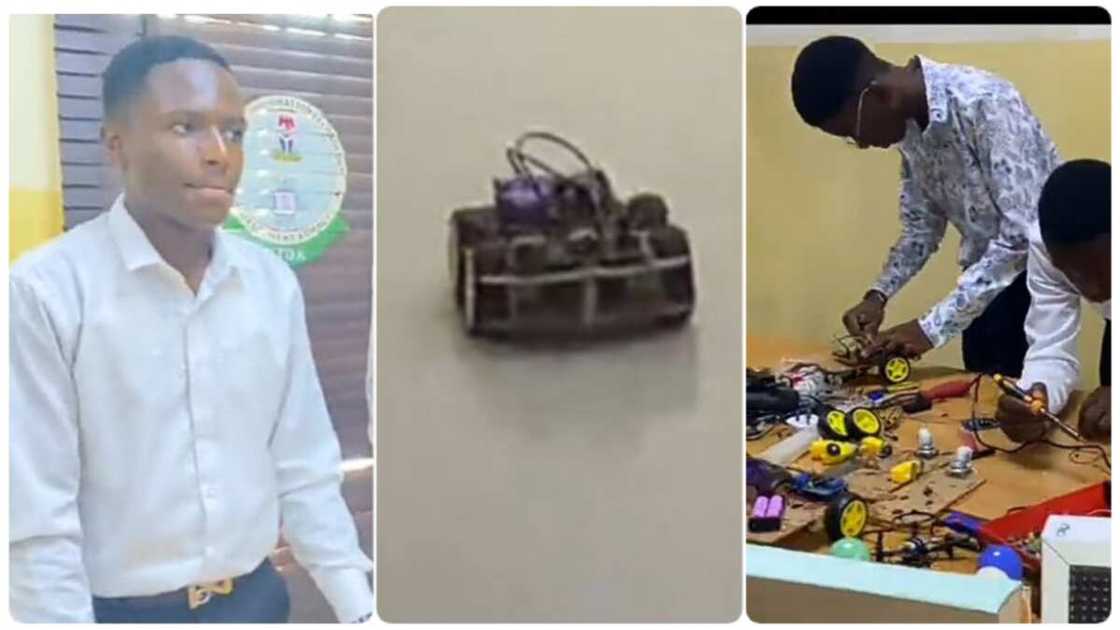 Photo of the brilliant students and robot Photo of the brilliant students and robot