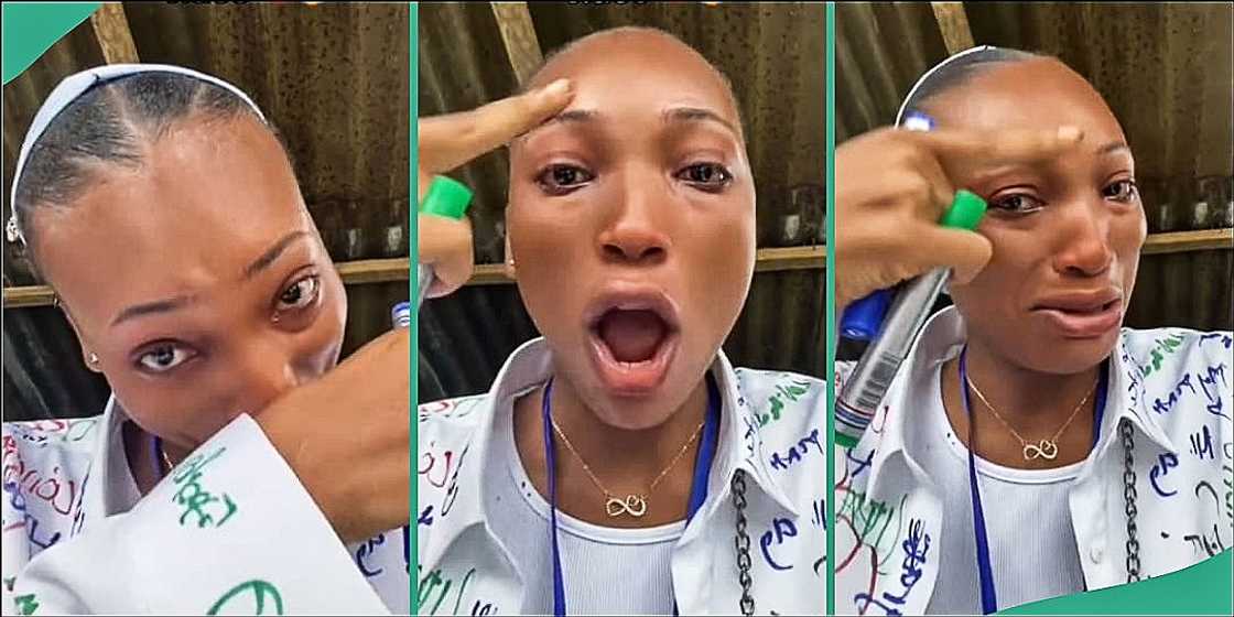 Lady cries as she graduates from school