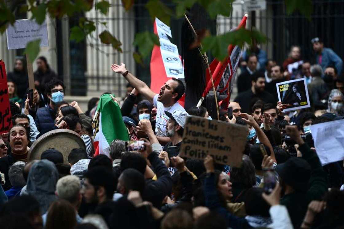 Some Paris demonstrators chanted 'Death to the Islamic Republic'