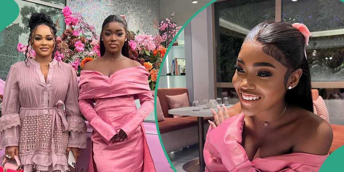 Nigerians comment as Mercy and her daughter twin in pink Nigerians comment as Mercy and her daughter twin in pink