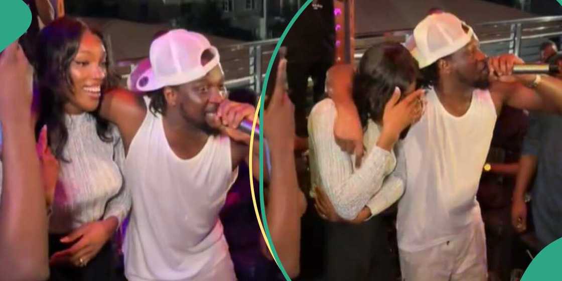 Paul Psquare Okoye sings to girlfriend Ivy Ifeoma in public.